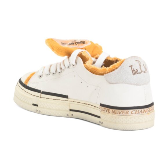 NEW REBECCA WHITE Leather Identity Sneakers in white/yellow for women 1125 5t3 - Picture 3 of 5